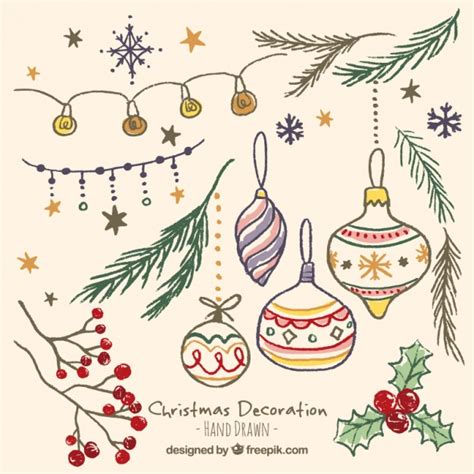Christmas ornaments set of elegant christmas ornaments lace blush pink christmas ornament handmade pearls shabby chic christmas tree ideas if you are interested in custom colors please. Free Vector | Hand drawn beautiful christmas ornaments in ...