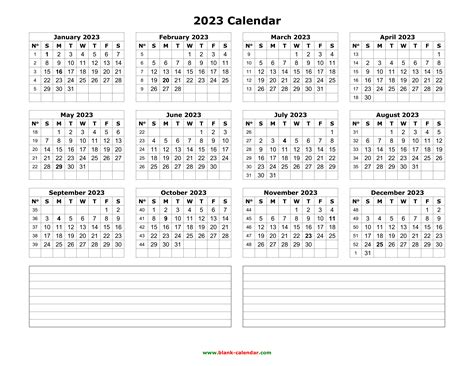 Yearly Calendar 2023 Free Download And Print