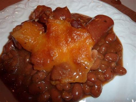 Bake at 350* uncovered for 1 hour. Bacon, Cheese, Hot Dog and Bean Casserole in 2020 | Hot ...