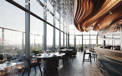 Digital Visualizations Of High Rise 29th Floor Restaurant Concept