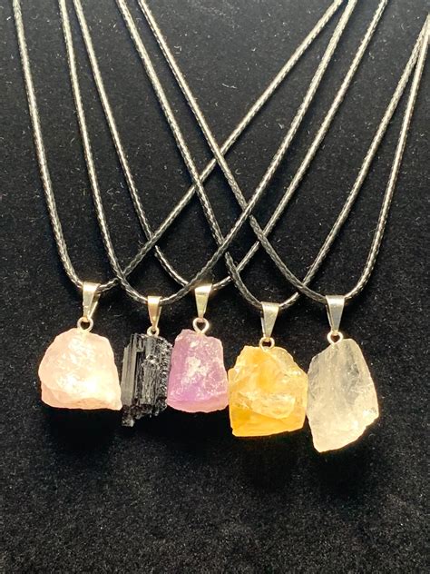 Raw Crystal Pendant Necklaces Rough Crystal Pendant Stone Etsy