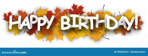 Happy Birthday Banner With Leaves Stock Vector Illustration Of Card