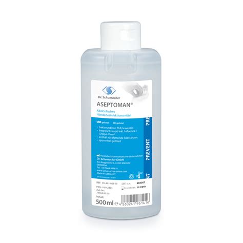 Aseptoman %72 tıp sektörü için son en standartlarını karşılamaktadır. Aseptoman, désinfectant des mains 500 ml | Praxisdienst
