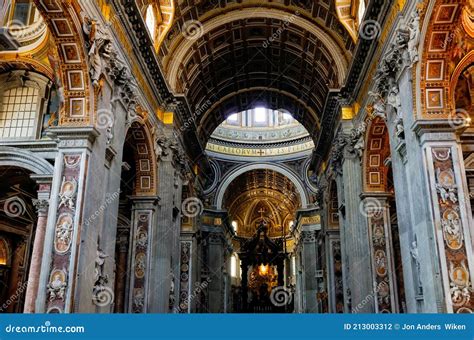 Interior Inside The St Peters Basilica Catholic Church In The Vatican