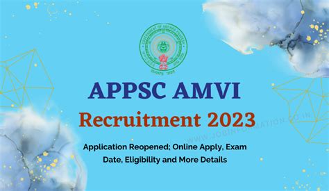 Appsc Amvi Recruitment Application Reopened Online Apply Exam
