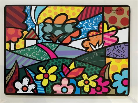 Landscape Placemat Hand Signed By Romero Britto Artreco