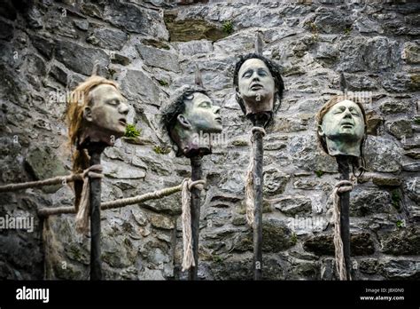 Models Of Executed Heads On Pikes Elizabeth Fort Cork Ireland Stock