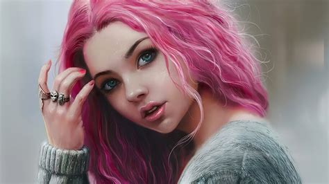 Beautiful Girl Pink Hair Digital Art 4k 41983 Wallpaper
