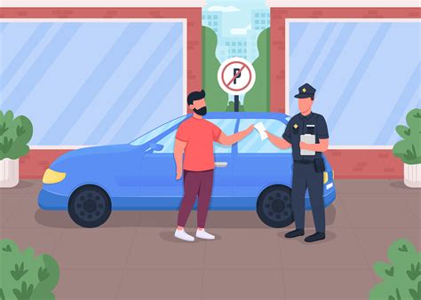 Traffic Ticket Flat Color Vector Illustration By Ntl Studio