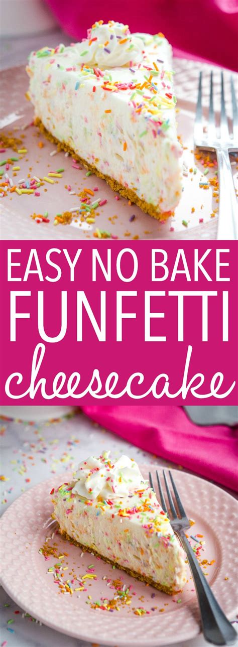 Easy No Bake Funfetti Cheesecake With Sprinkles