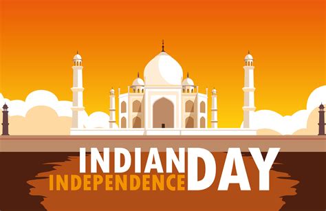 indian independence day poster with taj majal mosque 679219 Vector Art ...