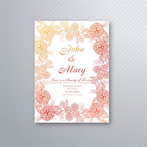 Wedding card stock photos and images. Wedding invitation card template with decorative floral backgrou - Download Free Vectors ...
