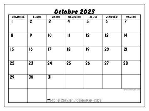 Calendrier Octobre 2023 45 Michel Zbinden Fr