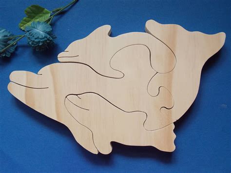 Dolphins Unfinished DIY Wood Puzzle | Wood puzzles, Easy crafts, Wood diy