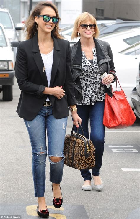 Jessica Alba And Her Mom Catherine Jensen Coordinate In Jean Jackets