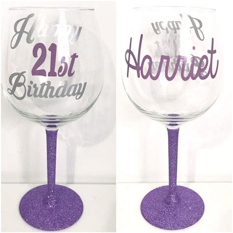 Personalised Birthday Glitter Wine Glass T 18th 21st 30th