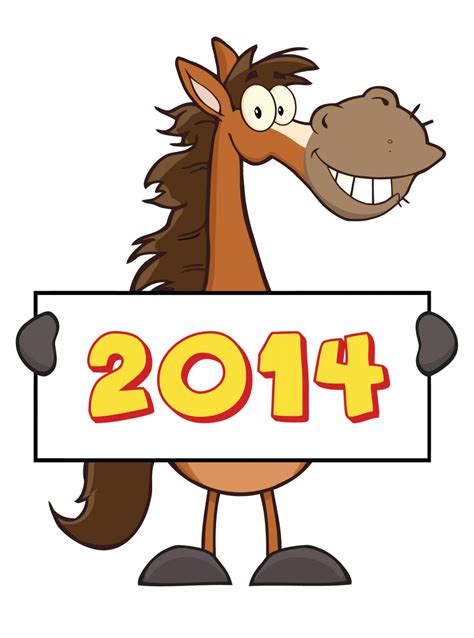 Funny Horses With 2014 Banners Happy New Year Amazing