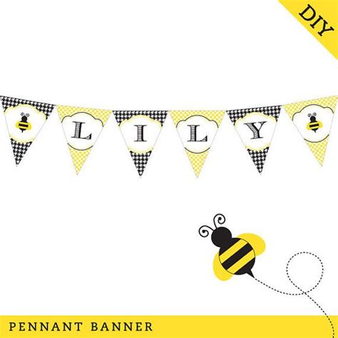 Bumblebee Party Personalized Diy Printable Pennant Banner Pennant