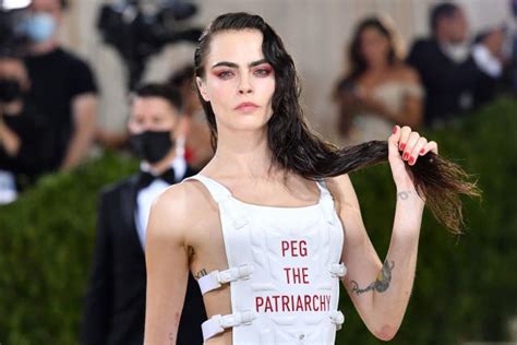 Cara Delevingne Shows Gold Painted Breasts At Met Gala 2022