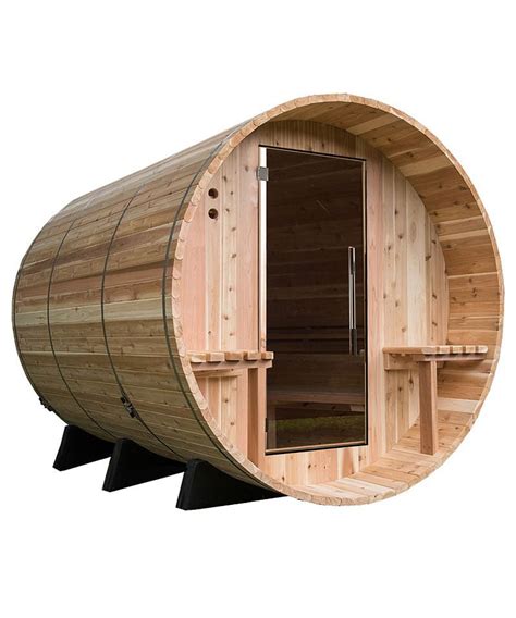 Almost Heaven Huntington 6 Person Outdoor Canopy Barrel Sauna Leisurequip