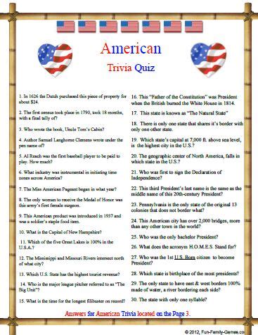 Nov 14, 2021 · history trivia questions and answers for adults / a few centuries ago, humans began to generate curiosity about the possibilities of what may exist outside the land they knew. This American Trivia Quiz touches on many different areas ...