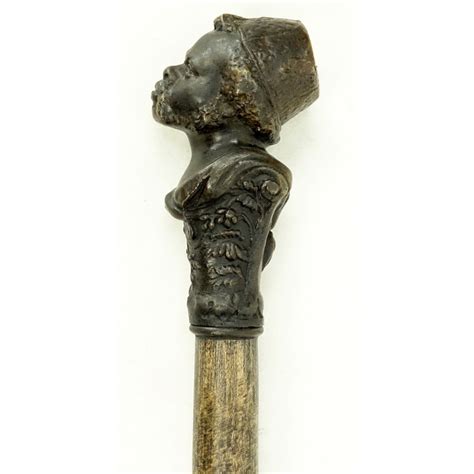 19th Century Bronze Nubian Figural Walking Cane Kodner Auctions