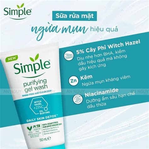 Sữa Rửa Mặt Simple Daily Skin Detox Purifying Facial Wash Cho Da Dầu
