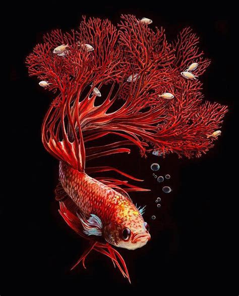 Amazing Hyperrealistic Painting Of Fish Combined With Their
