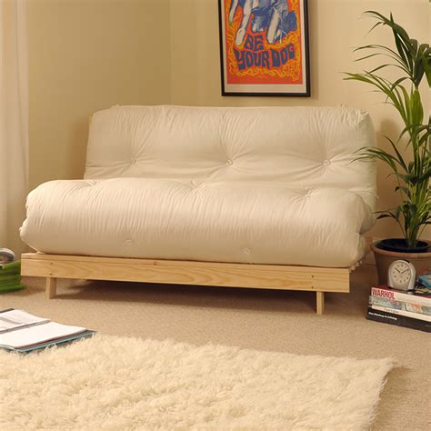 Cream 4ft 2 Seater Wooden Luxury Futon Sofa Bed