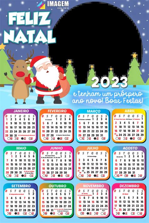 Calendário 2023 Papai Noel Tenha Um Feliz Natal Colagem De Foto Png