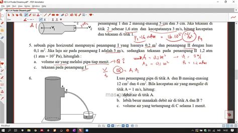 Pembahasan Soal Prinsip Bernoulli Fluida Dinamis Fisika Kelas