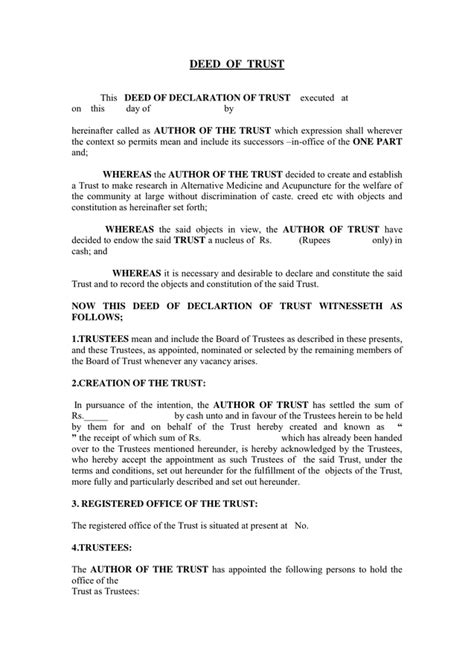 Deed Of Trust In Word And Pdf Formats