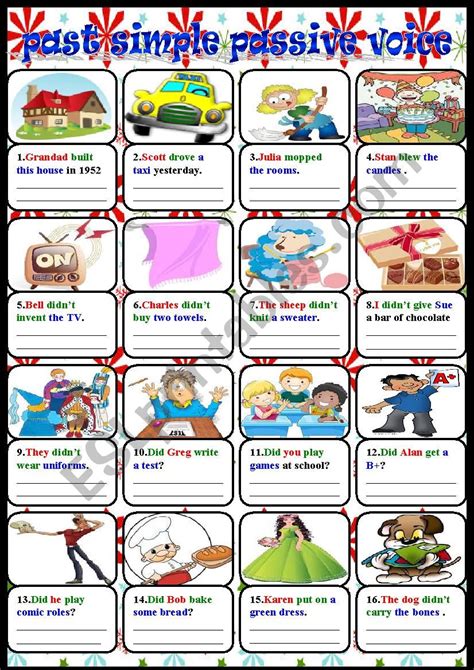Passive Voice In Simple Past Classroom Poster Esl Worksheet By Junisun