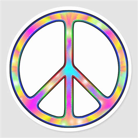 Full Psychedelic Peace Sign Classic Round Sticker Peace