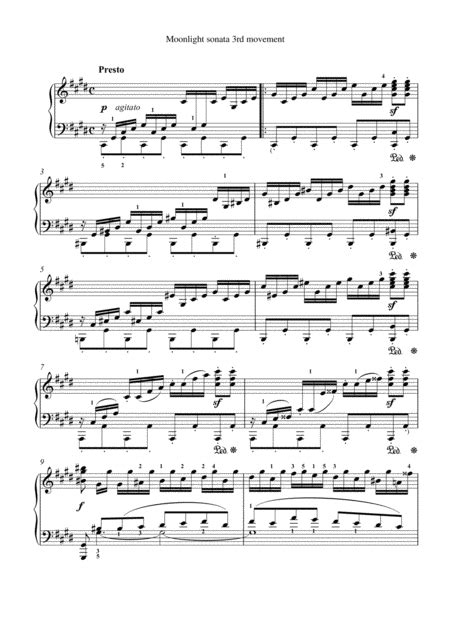 Moonlight Sonata 3rd Movement Arr Mps Sheet Music Beethoven Piano Solo