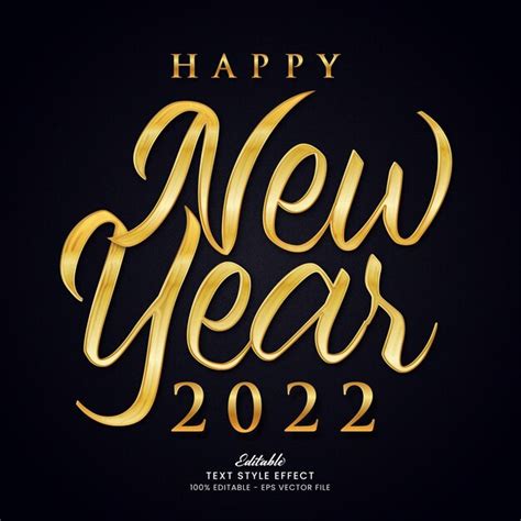 Feliz ano novo 2022 com efeito de texto editável premium vector Vetor