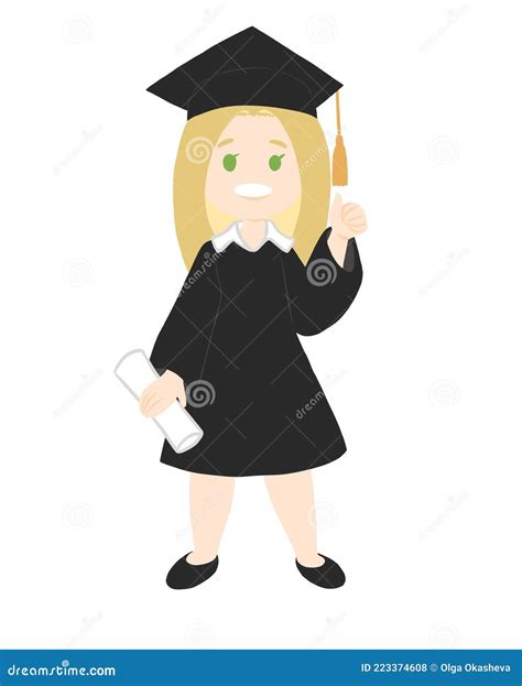Smiling Blond Girl Graduate From University College And School Tassel