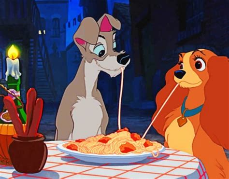 Lady And The Tramp Eating Dinner