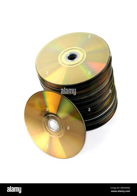 A Stock Of Compact Discs Isolated Against A White Background Stock