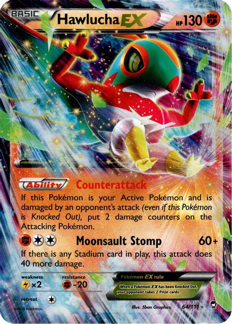 Hawlucha Ex 64111 Furious Fists Holo Card Cavern Trading Cards