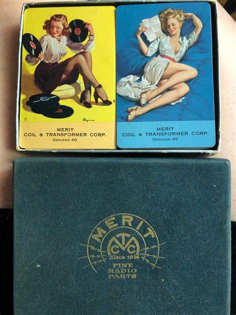 Vintage Gil Elvgren Pinup Girl Playing Cards Bridge Set Merit Etsy