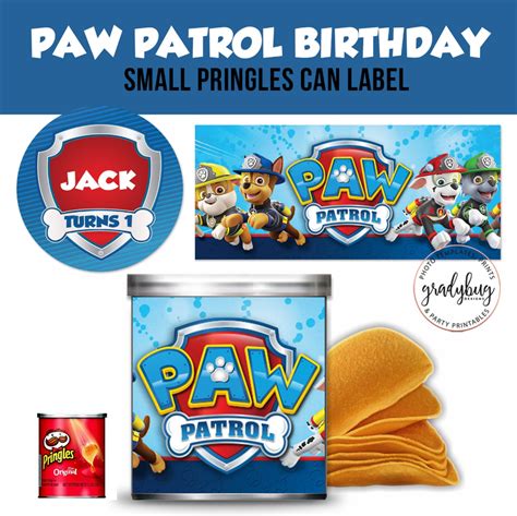 Paw Patrol Birthday Pringles Can Label Paw Patrol Printable Etsy