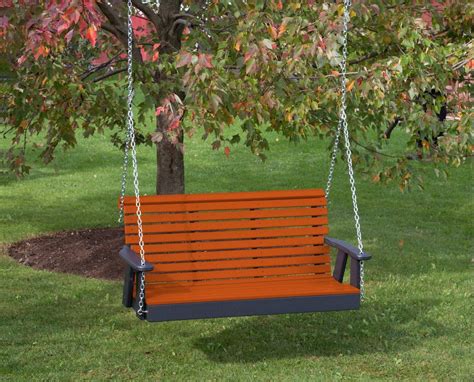 5 Ft Poly Lumber Roll Back Amish Crafted Porch Swing Orange Walmart