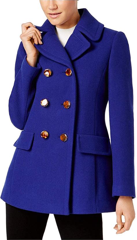 Kate Spade New York Womens Double Breasted Pea Coat Delft Blue Medium