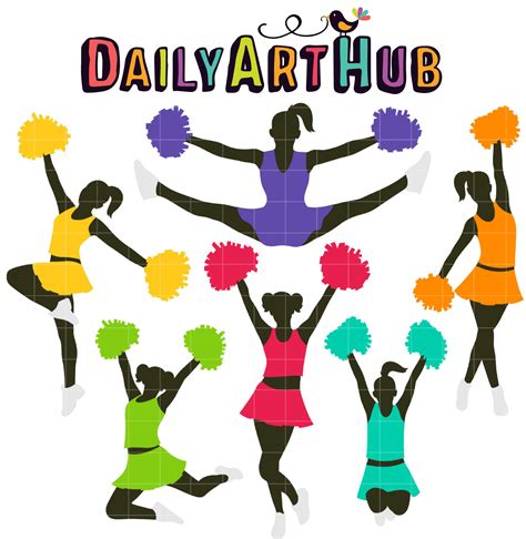 Cheerleader Silhouettes Clip Art Set Daily Art Hub Free Clip Art