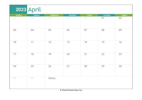 April 2023 Calendar Fillable Printable Word Searches