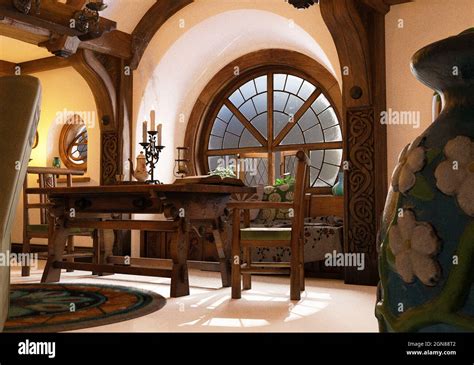 3d Computer Graphics Of A Interior Of A Hobbit House In Hobbiton Stock