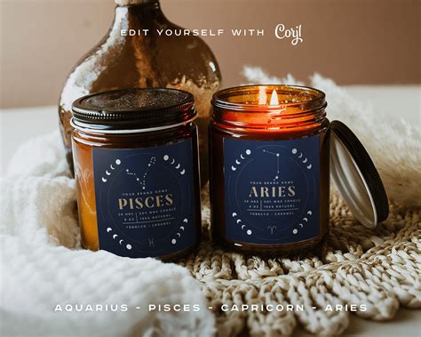 Astrology Candle Label Set Zodiac Labels Birth Date Candle Etsy