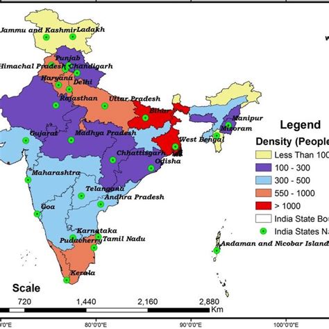 State Wise Population Density Map In India Download Scientific Diagram