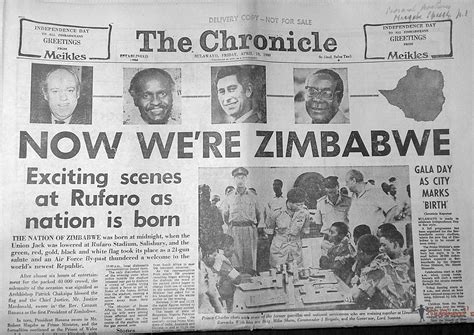 Hubbard Zimbabwe 1980 Independence Celebrations Chronicle Front Page 18